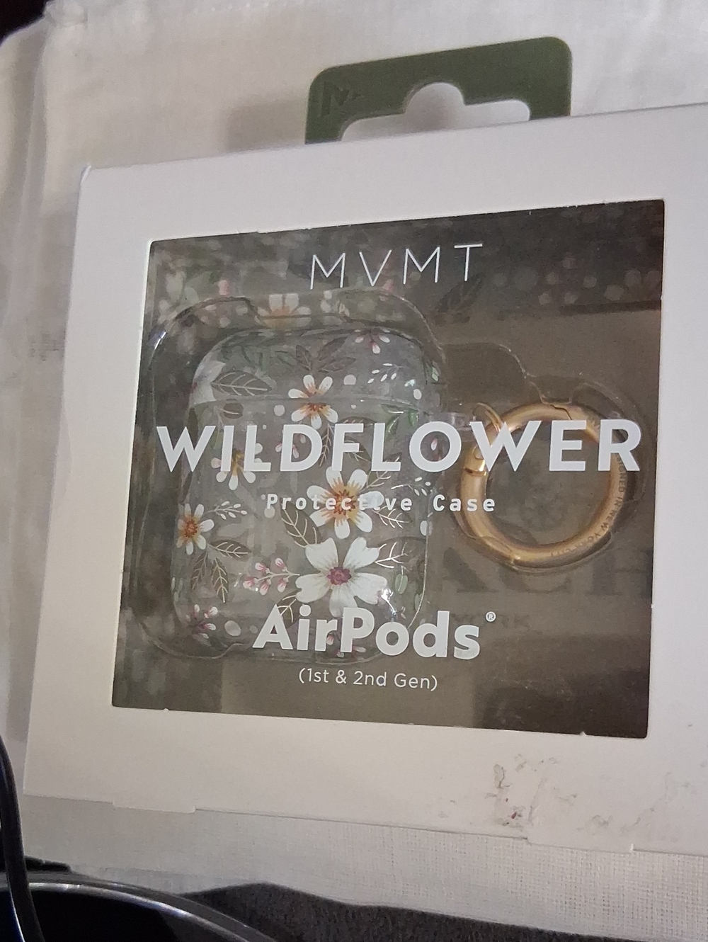 MVMT Clear Floral AirPods Case with Gold Ring
